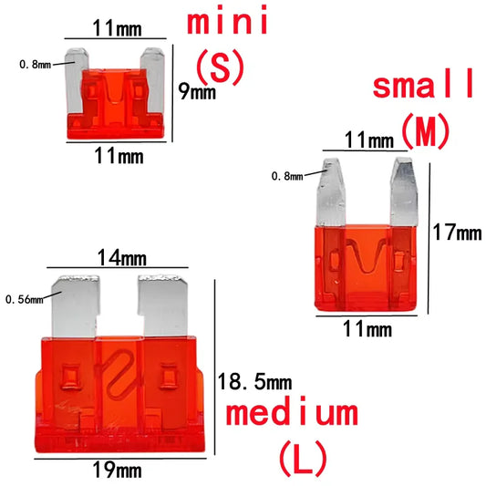 Kit combinato di fusibili per auto da 50-306 pezzi, mini, piccoli e medi, fusibili a lama per applicazioni marine e automobilistiche, 2A 3A 5A 10A 15A 20A 25A 30A 35A