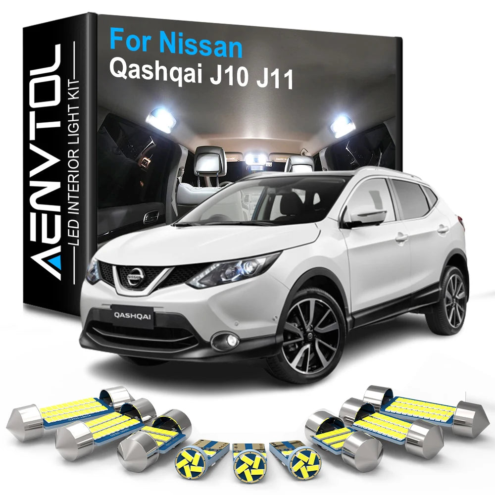 Luci a LED per interni auto Canbus per Nissan Qashqai J10 J11 2007-2011 2012 2013 2014 2015 2016 2017 2018 2019 2020 2021 2022 2023