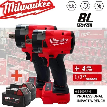 Milwaukee M12 M18 FUEL Avvitatore a impulsi elettrico senza spazzole 1/2 pollice 2800RPM 400Nm di coppia - Controllo della velocità a passo continuo con luce LED