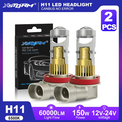 XSTORM H7 Proiettore LED Faro H11 H8 9005 9006 H4 Lente per proiettore LED Hedalights Canbus 60000LM 150W Auto Fascio alto e basso 12V