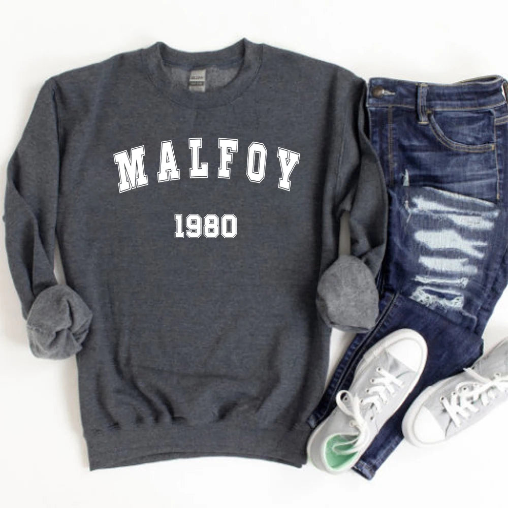 2025 Felpa Draco Malfoy Film Magico HP Wizard World Pullover Vintage Wizard School Retro Malfoy 1980 Felpe girocollo