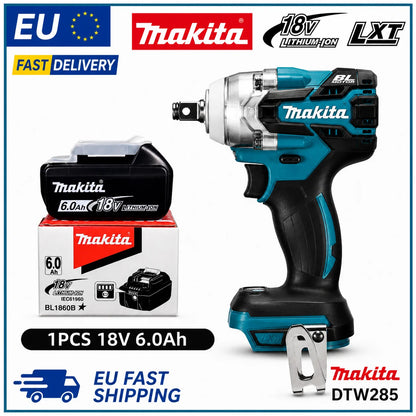 Makita DTW285 Avvitatore a Impulsi 18V 320N·m Senza Spazzole Senza Fili + Batteria 6.0Ah Utensile Elettrico ad Alta Coppia Disponibilità EU Spedizione 1-3 Giorni