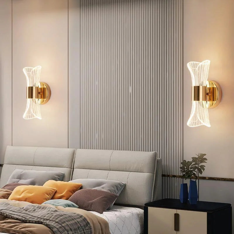 Lampada da parete per interni a LED 12W Lampada da parete moderna dimmerabile a 3 temperature di colore, illuminazione da parete in metallo acrilico per scale dell'ufficio della camera da letto