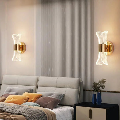 Lampada da parete per interni a LED 12W Lampada da parete moderna dimmerabile a 3 temperature di colore, illuminazione da parete in metallo acrilico per scale dell'ufficio della camera da letto