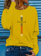 T-shirt da donna in 100% puro cotone, ideale per la primavera e l’autunno, comoda, casual, a maniche lunghe, con stampa grafica a tema parigino e scollo rotondo.
