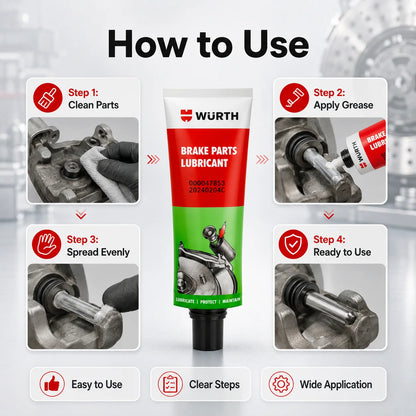 Lubrificante per Freni Wurth 10g, Grasso Resistente al Calore per Pinze Freno, Perni Guida, Pistoni, Uso Automobilistico
