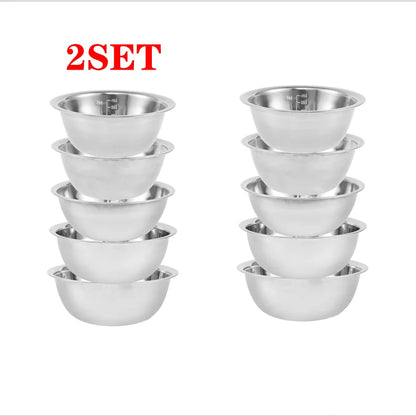 Set di ciotole per insalata da 5 pezzi Set di ciotole per zuppa multiuso in acciaio inossidabile 5 dimensioni Ciotole per nidificazione per cucina Cottura Cottura Conservazione degli alimenti