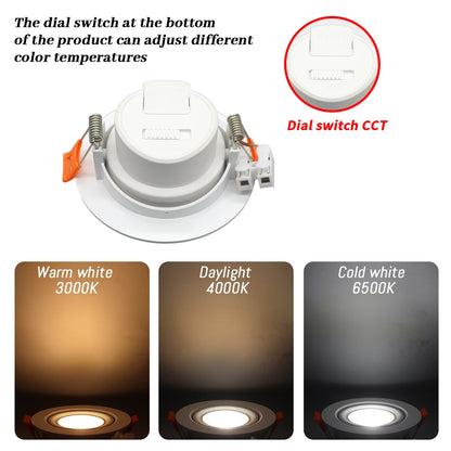Faretto Orientabile 7W con Regolazione Colore 3000K 4000K 6000K, Illuminazione CCT 7W, Sostituzione Downlight per Illuminazione Direzionale Domestica (1-10 Pezzi)