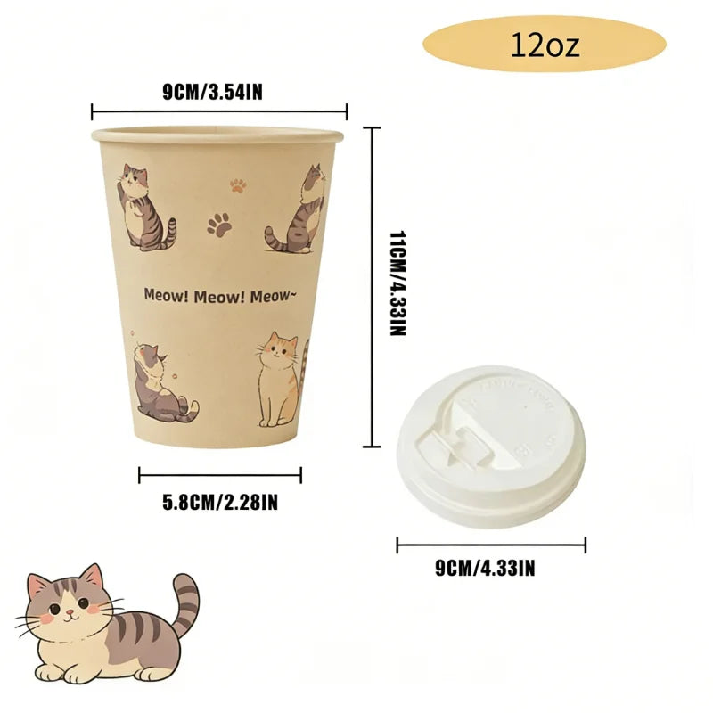 Bicchieri di carta usa e getta con motivo orso polare, polpa di bambù, panda, gatto, bicchieri di carta, stampa animalier, tazze da caffè con coperchio per uso domestico