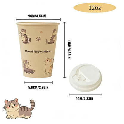Bicchieri di carta usa e getta con motivo orso polare, polpa di bambù, panda, gatto, bicchieri di carta, stampa animalier, tazze da caffè con coperchio per uso domestico