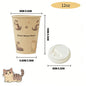Bicchieri di carta usa e getta con motivo orso polare, polpa di bambù, panda, gatto, bicchieri di carta, stampa animalier, tazze da caffè con coperchio per uso domestico
