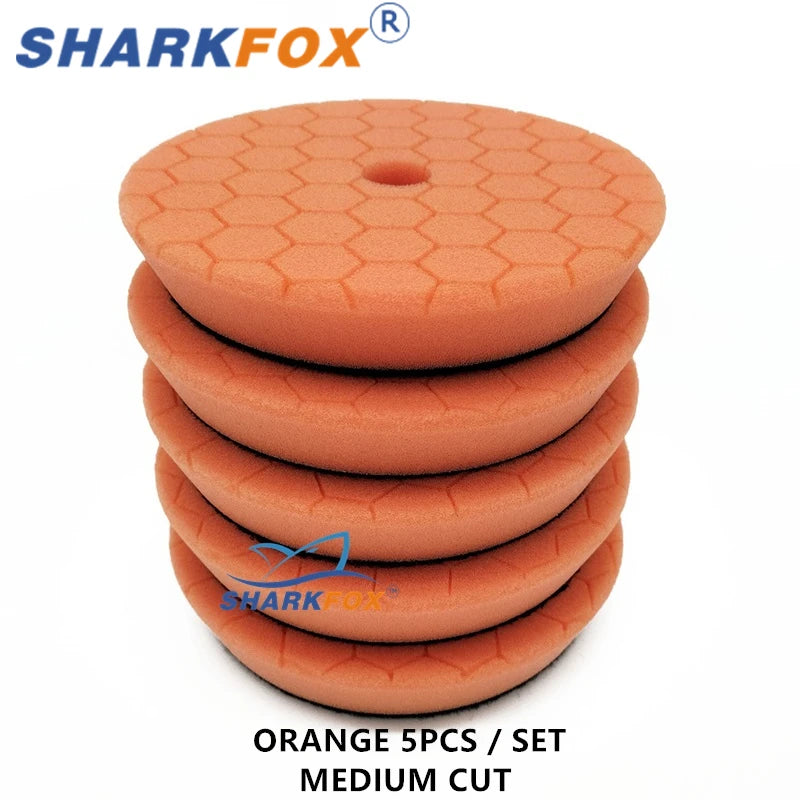 Sharkfox Disco Lucidante per Auto 5/6 Pollici, Tamponi Lucidanti Autoadesivi, Tampone Lucidante in Schiuma Tedesca per Lucidatura e Ceratura per DA/RO