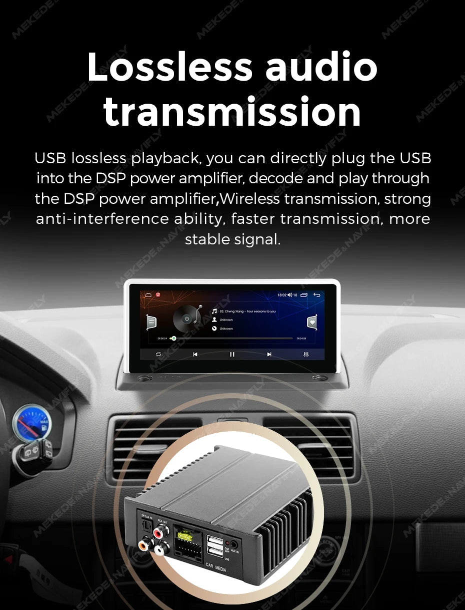 Amplificatore DSP per auto MEKEDE 4*80 W, compatibile con autoradio Android, regolazione EQ tramite app, plug-and-play, supporto fibra ottica/coassiale/AUX/RCA/USB