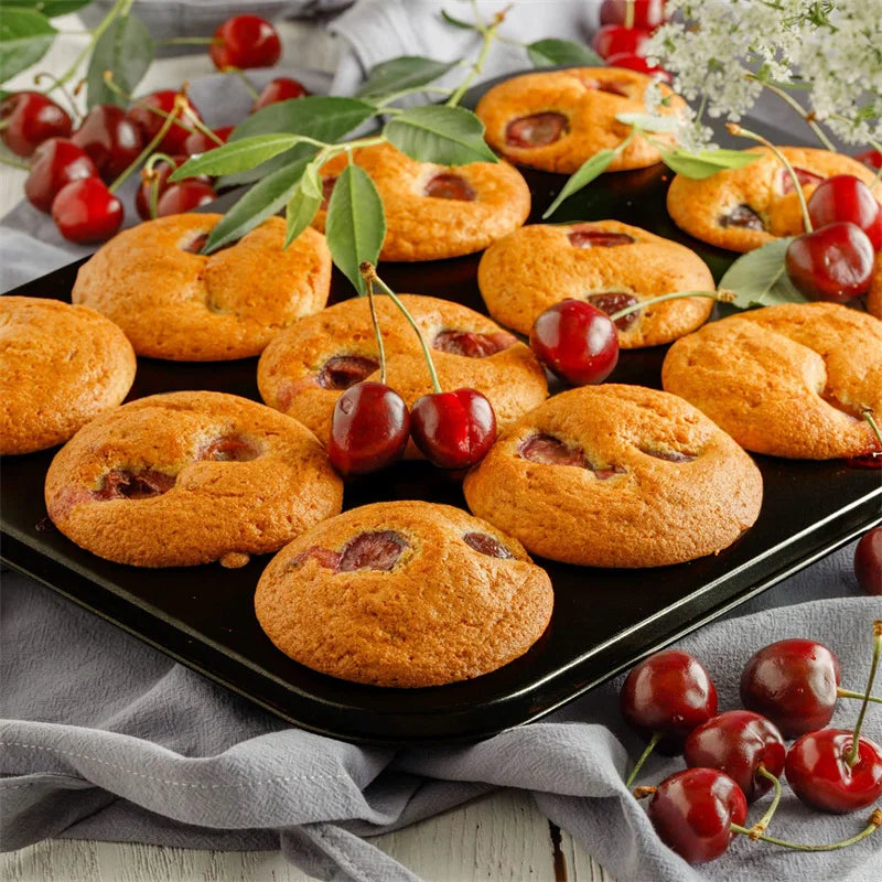 6/12 tazze Quadrato Cupcake Pan Vassoio per muffin Stampo per cupcake Muffin Pan Teglia in acciaio al carbonio Teglia antiaderente Bakeware per forno da cucina