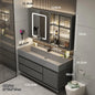 Combinazione di mobile lavabo e specchio da bagno in nano-roccia di lusso leggero