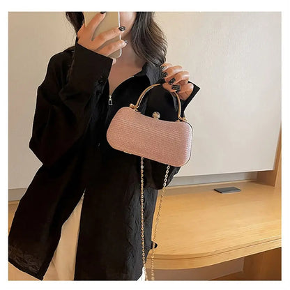 Borsa da sera da donna con perline da sposa Borsa da pranzo Borse a tracolla a catena Elegante pochette con strass Borsa da sera a forma di uovo