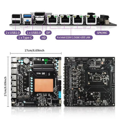 Scheda madre ITX NAS con Intel Core i7 1165G7 di 11a generazione, 4 porte 2.5G I226, 6 SATA e 2 M.2 NVMe, PCIe X4 per server/firewall