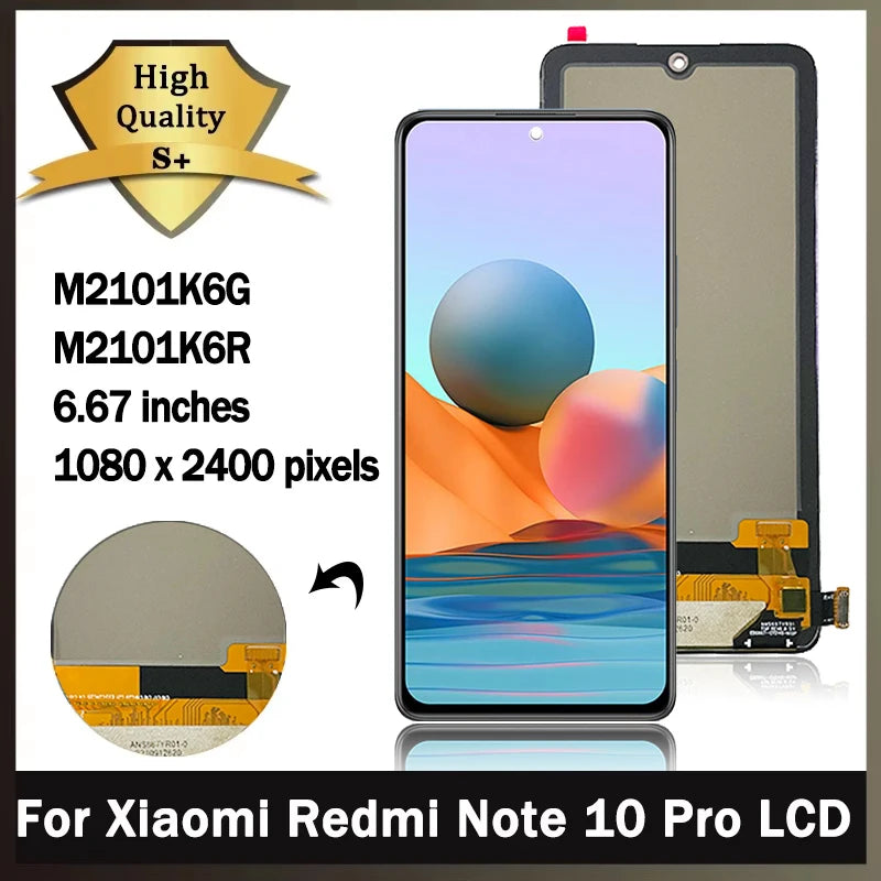 NUOVO Display M2101K6G per Xiaomi Redmi Note 10 Pro, Schermo LCD Touch Screen e Digitalizzatore, Parti di Assemblaggio per Redmi Note10Pro M2101K6G
