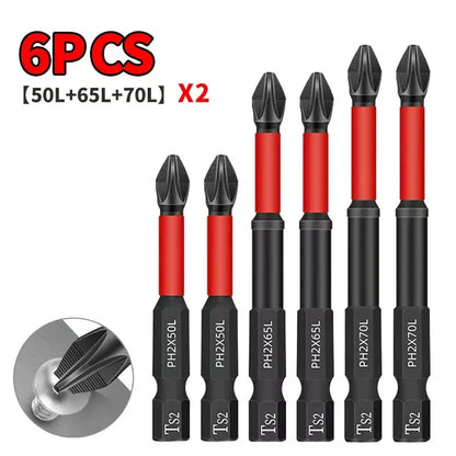 5-60PCS PH2 Set di punte per avvitatore a percussione Set di cacciaviti a croce magnetici Set di punte per trapano a percussione Vite Cacciavite a croce antiscivolo in acciaio legato