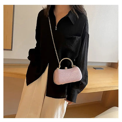 Borsa da sera da donna con perline da sposa Borsa da pranzo Borse a tracolla a catena Elegante pochette con strass Borsa da sera a forma di uovo