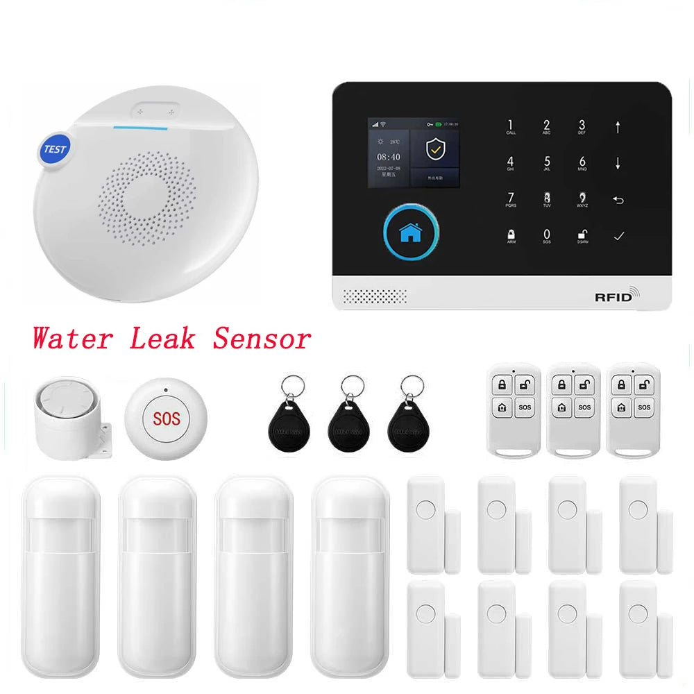 Sistema di Allarme PGST per Casa, Allarme di Sicurezza WIFI Antifurto con Sensore di Movimento per Porte, Compatibile con Tuya e Alexa