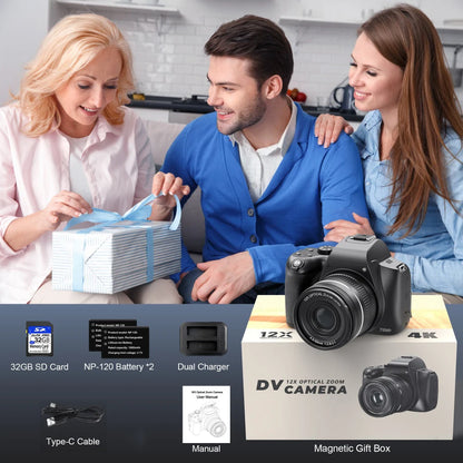 Fotocamera Digitale con Zoom Ottico 12X, 4K, WiFi, HD, 72MP, Avanzata, 270° °   Schermo Ribaltabile Autofocus Principiante/Principiante Selfie Macro