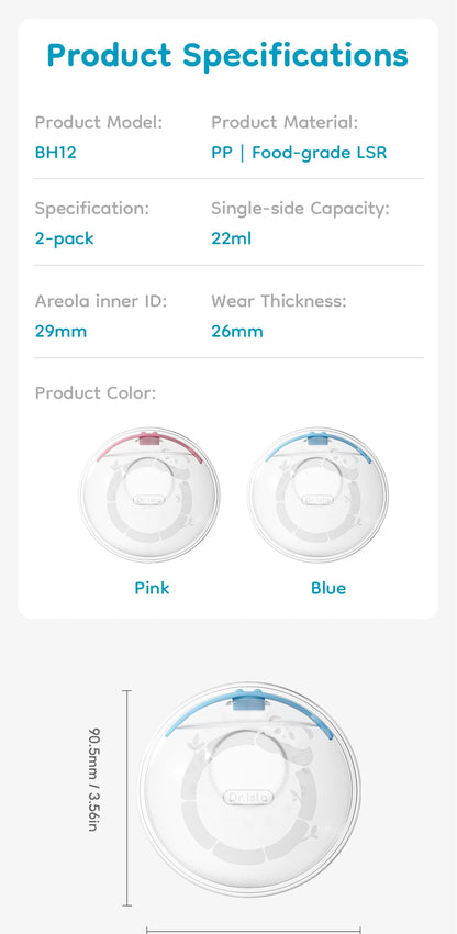 MAMIJOY Raccoglitore di Latte Materno 2 Pezzi 26mm in Silicone Ultra-Sottile Senza BPA, Coppette per Allattamento Indossabili, Salvagoccia per Latte Materno a Prova di Perdite per Mamme