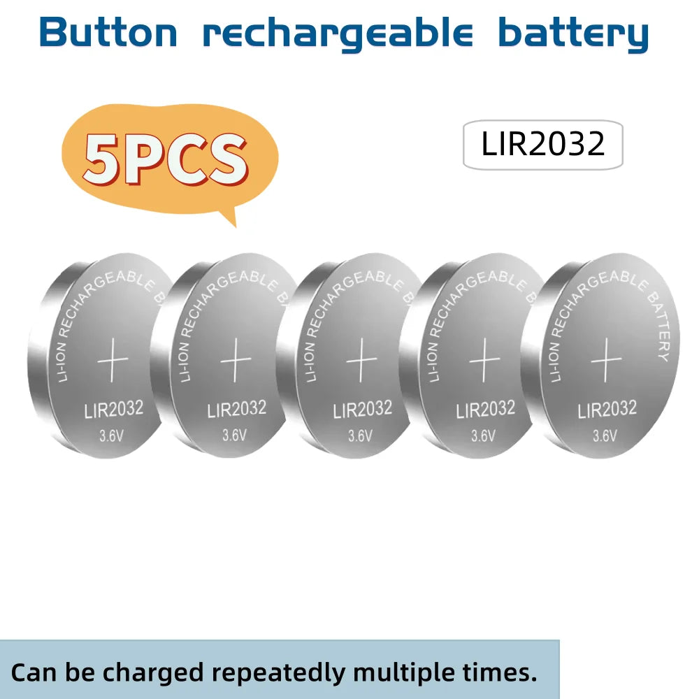 Batteria al Litio Ricaricabile LIR2032 LIR2025 LIR2016, Sostitutiva per Pile a Bottone CR2032 CR2025 CR2016 per Orologi
