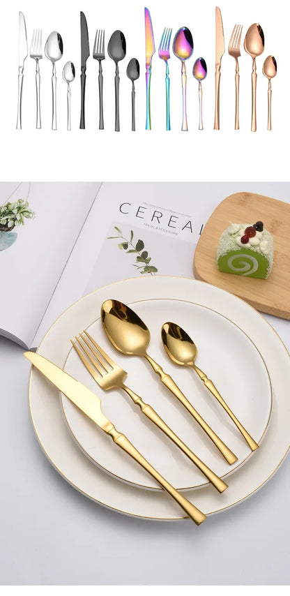 Set di posate in acciaio inossidabile da 30/40/60 pezzi, coltello, forchetta, cucchiaio da caffè, stoviglie, lavabili in lavastoviglie