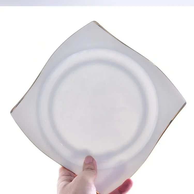 Set di Piatti in Ceramica, Stoviglie in Porcellana Bone China, Set Creativo di Piatti e Vassoi Phnom Penh, Piatti Quadrati, Servizio da Tavola per Cucina