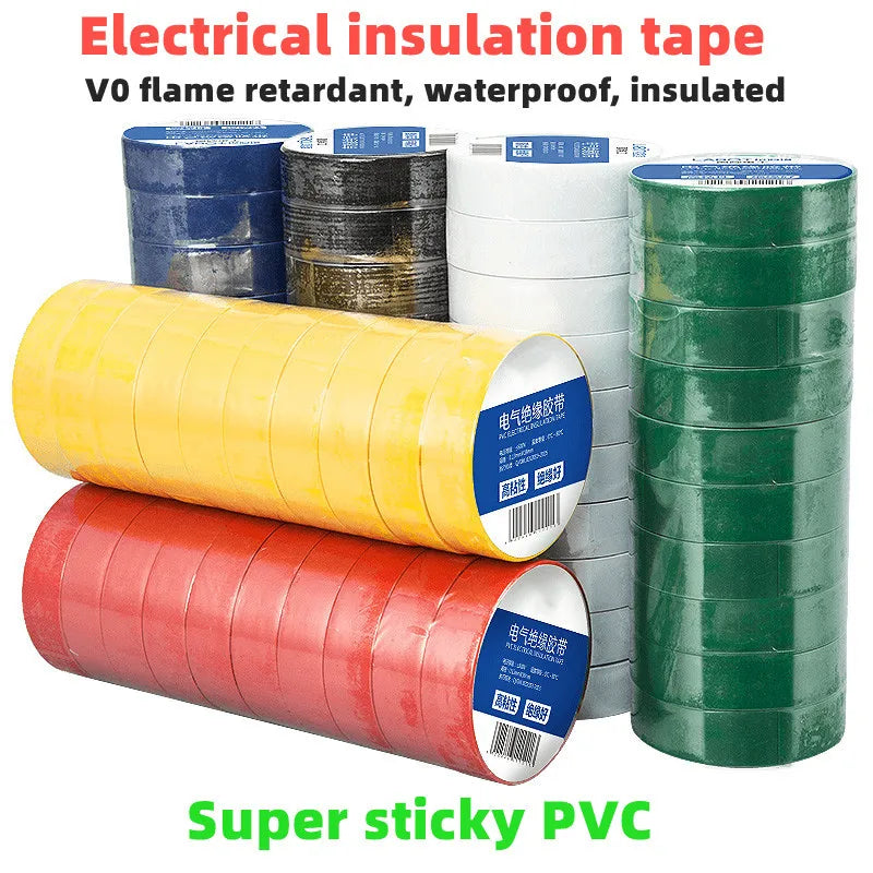 10 pezzi, nastro elettrico, nastro isolante, nastro elettrico, nastro impermeabile in PVC ultrasottile e ultrasottile, 1 rotolo da 9 metri