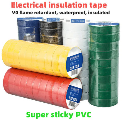 10 pezzi, nastro elettrico, nastro isolante, nastro elettrico, nastro impermeabile in PVC ultrasottile e ultrasottile, 1 rotolo da 9 metri