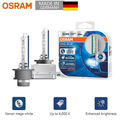 OSRAM HID D3S D1S D2S D4S Cool Blue Advance CBA Xenon Super White Faro per auto Fascio alto/basso Originale 6000K12V 35W (2 pezzi)
