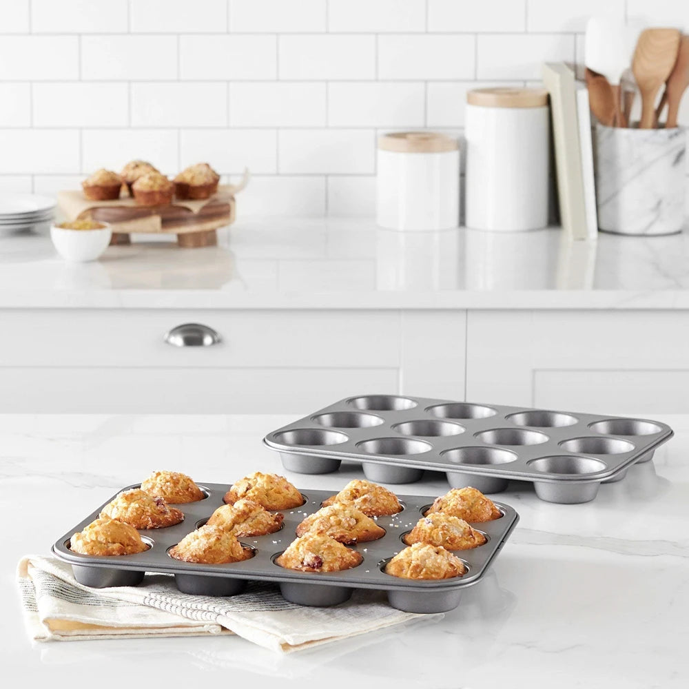 6/12 tazze Quadrato Cupcake Pan Vassoio per muffin Stampo per cupcake Muffin Pan Teglia in acciaio al carbonio Teglia antiaderente Bakeware per forno da cucina