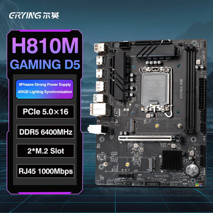 Kit PC ERYING H810, Scheda Madre H810M DDR5, Supporta CPU Intel Core Ultra200 Serie 7/8/9 225F 230F 250KF 270K LGA1851 Pin
