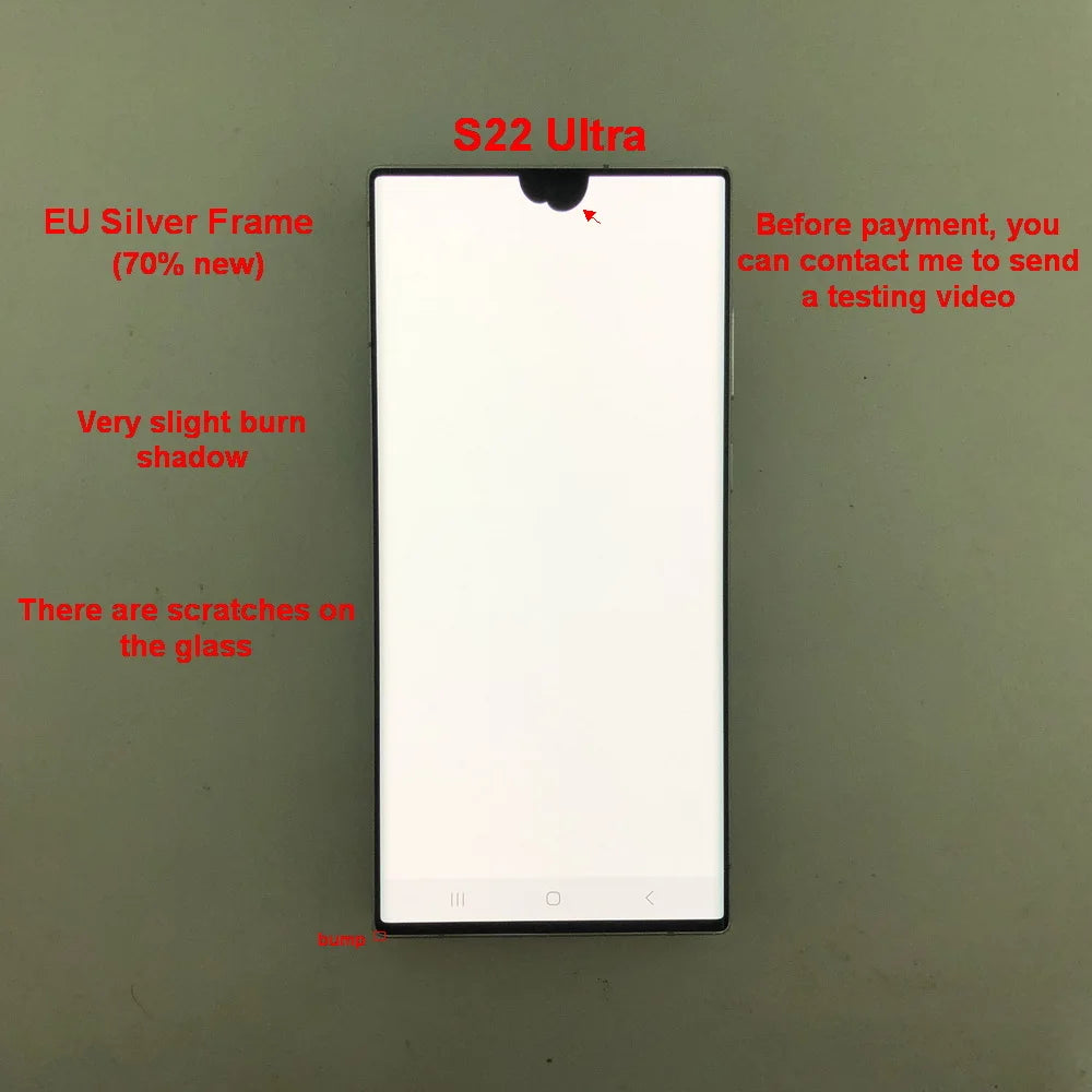 Display Super AMOLED per Samsung Galaxy S22 Ultra LCD SM-S908 S908U S908E, Schermo Touch Digitizer di Ricambio con Difetti