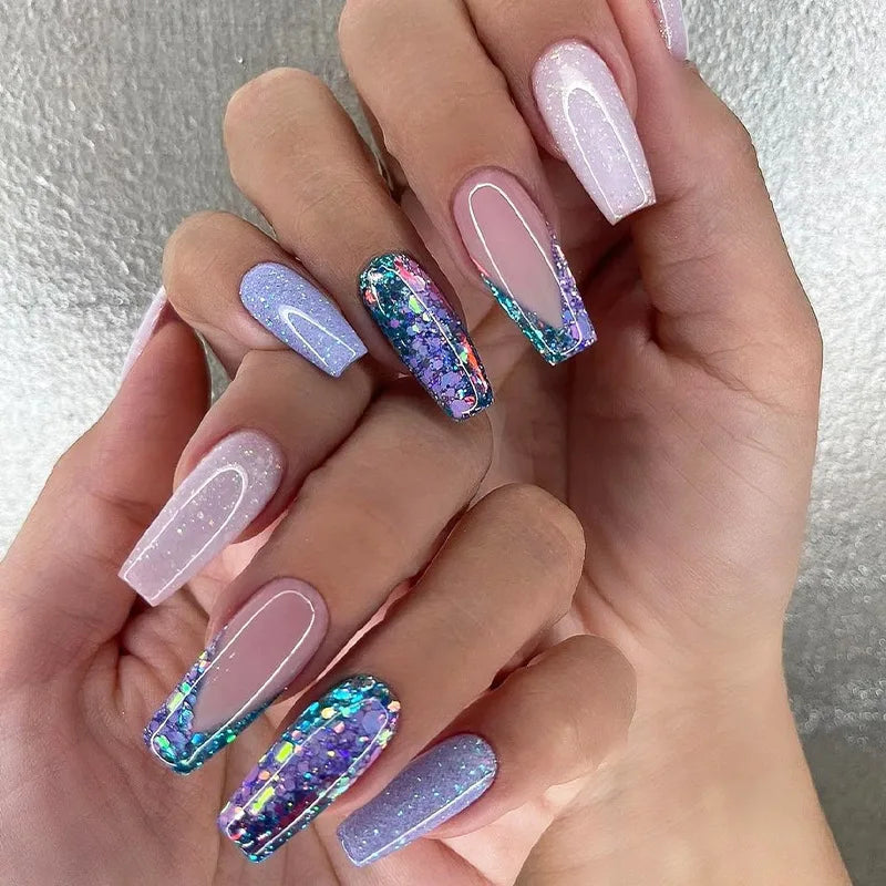 24 pezzi Stampa sulle unghie Design floreale Balletto di media lunghezza Unghie finte Moda Marrone Copertura completa Suggerimenti per manicure Set di unghie finte danneggiabili