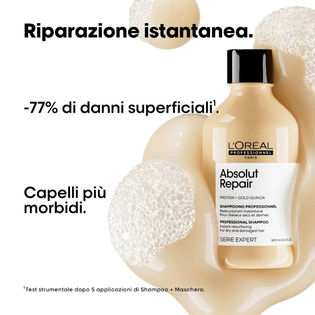 L'Oréal Professionnel Shampoo Professionale per Capelli Secchi e Danneggiati, Idratazione Istantanea e Nutrizione Profonda, Absolut Repair 500 ml / 1500 ml