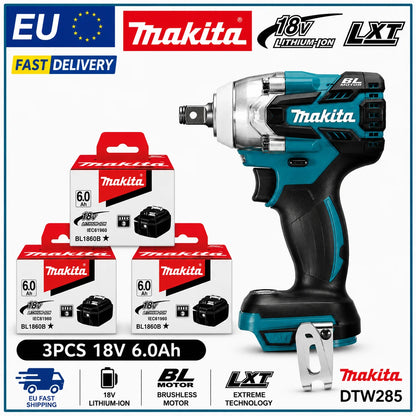 Makita DTW285 Avvitatore a Impulsi 18V 320N·m Senza Spazzole Senza Fili + Batteria 6.0Ah Utensile Elettrico ad Alta Coppia Disponibilità EU Spedizione 1-3 Giorni