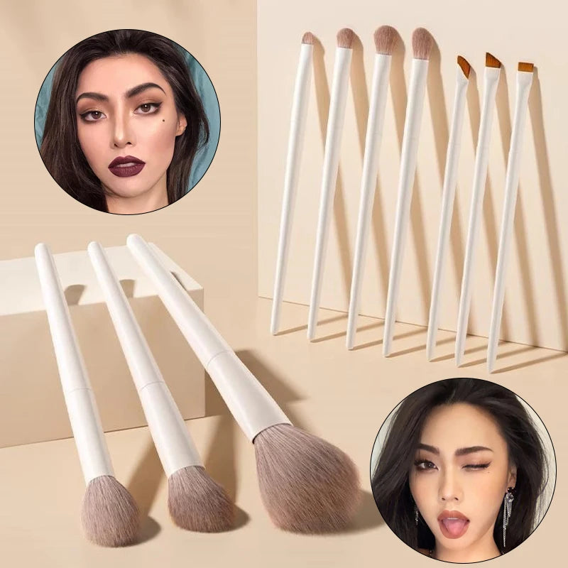Set di 5-12 Pennelli Professionali per Trucco, Pennelli per Ombretto, Eyeliner, Contouring, Fondotinta e Sfumatura, Strumenti Cosmetici per la Bellezza del Viso Femminile