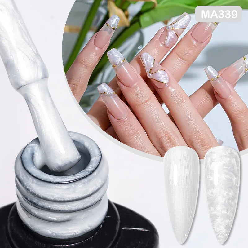 MEET ACROSS 7ml Gelatina Nuda Shimmer Base in gomma Gel Glitter Rosa Viola UV/LED Nail Art Vernis Gel Smalto per manicure Unghie FAI DA TE