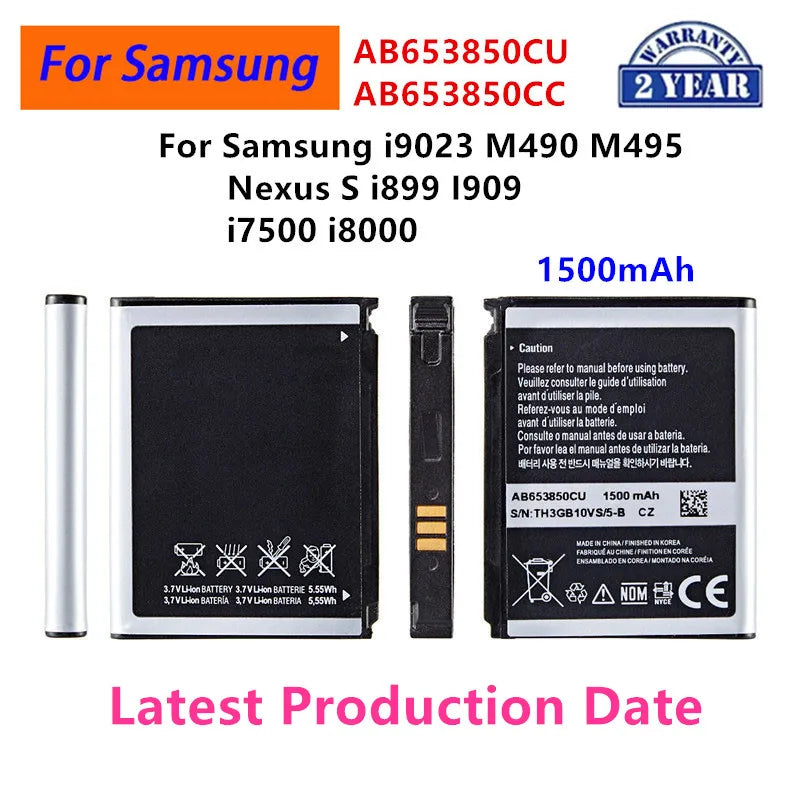 Nuovissima batteria AB653850CU AB653850CC 1500mAh per Samsung i9023 M490 M495 Nexus S i899 I909 i7500 i8000