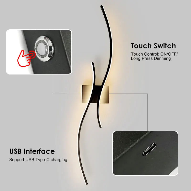 Lampade da parete a LED con batteria ricaricabile senza fili Sconce da parete per camera da letto Luci da parete dimmerabili touch 3CCT con corridoio telecomandato