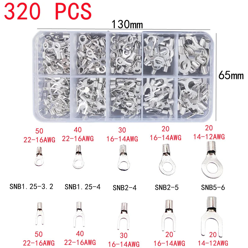Terminale a crimpare in scatola, connettore elettrico, a forma di U/O, terminazione di giunzione 2,8/4,8/6,3 mm, connettore cavo, pinze di terminazione cavo