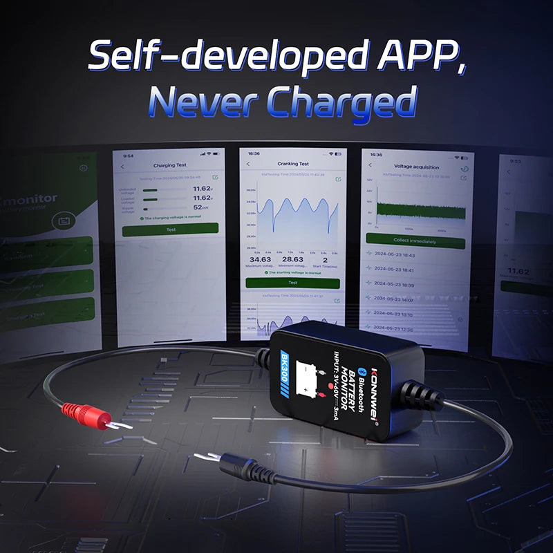 KONNWEI BK300 Tester Bluetooth per Batterie Auto 6V/12V/24V con App Mobile per Auto, Camper, Moto, Camion e Barche