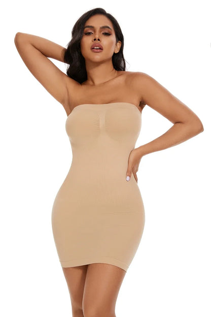 Abito modellante sexy da donna con spalle scoperte, aderente, senza spalline, intimo, compressione liscia, modellante per il corpo, vita dimagrante