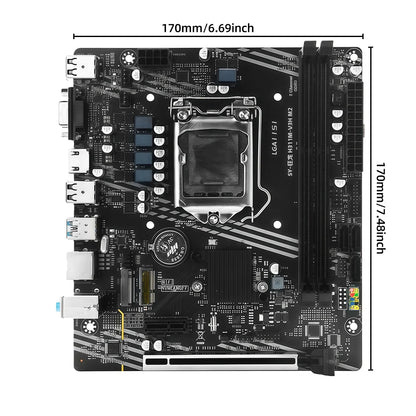 Scheda Madre SOYO H311M DDR3 per Gaming con CPU I3 6100, Memoria RAM 16G (8G*2), LGA1151, TPM2.0, Combo PC Desktop per Ufficio, PCIE3.0X16 VGA
