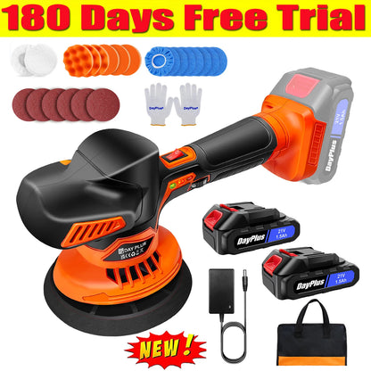 Lucidatrice per auto senza fili, macchina per lucidare con 2800-5500 giri/min, portatile 6", include 2 batterie, attivazione con un solo clic, indicatore del livello della batteria, indicatore delle marce.