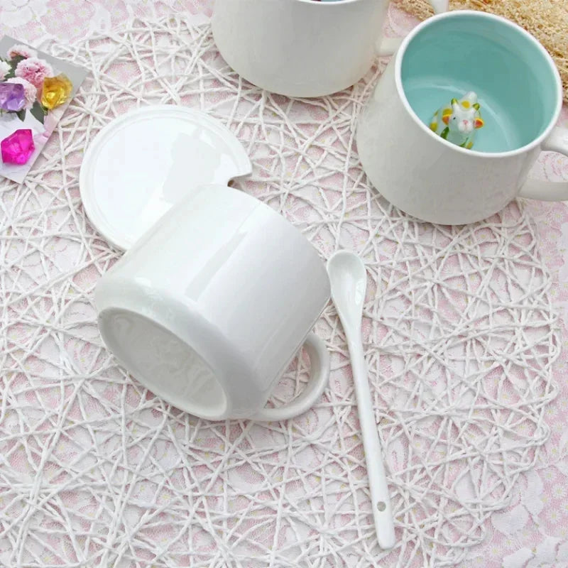 Tazze in ceramica da 400 ml Creativo simpatico cartone animato Stereo Animale Tazze da caffè al latte Coppia tazze di acqua potabile per la casa