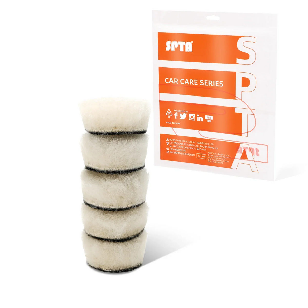 Set di tamponi in lana mini a taglio pesante con pelo lungo bianco SPTA 17mm 27mm 33mm 50mm per lucidatrice auto e detailing